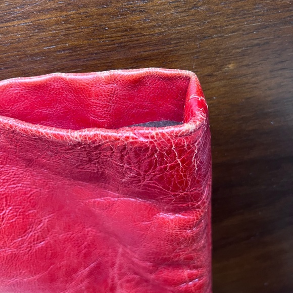 VINTAGE Yves Saint Laurent Red Leather Hand Bag with Silver-Toned Hardware - Picture 10 of 16